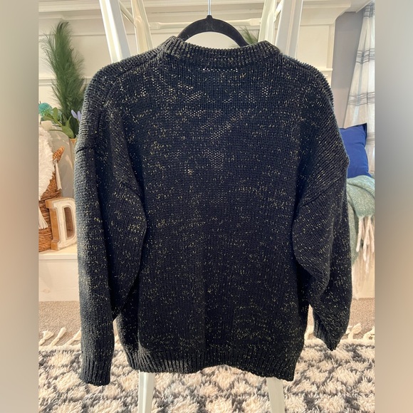 Vintage 80s Women’s Extra Touch Black & Metallic Puffy Knit Sweater Size 42/22W - Picture 5 of 9